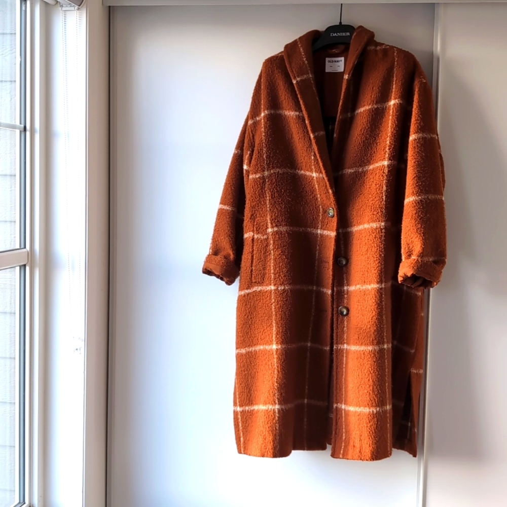 Plus Size 2X Rust Orange Maxi Overcoat